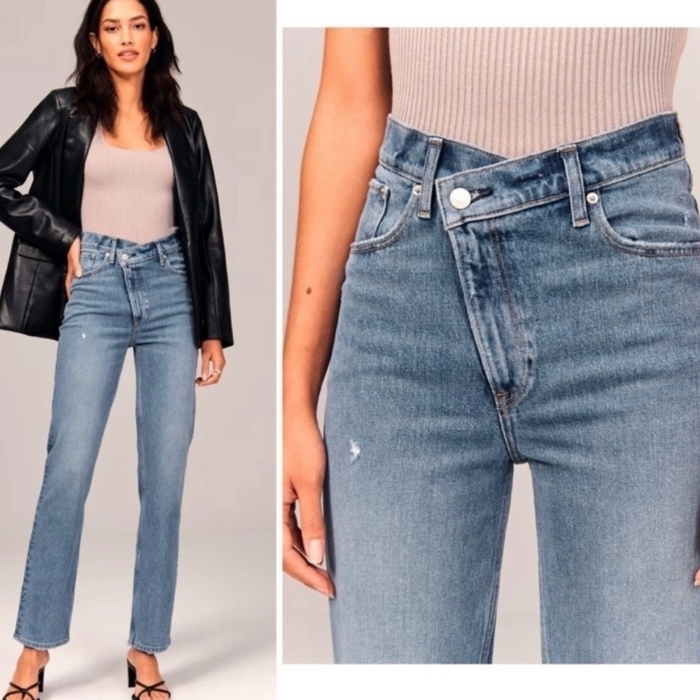 Abercrombie Curve Love Cross Waist 90s Straight Jean | Ultra High Rise | Size 24